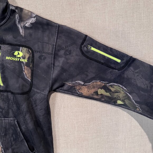 Mossy Oak Youth Large Camo Hoodie Hunting Sweatshirt Neon Lined with Pockets - Picture 2 of 7